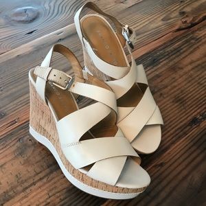 Franco Sarto Shiver cork wedges- size 8- cream